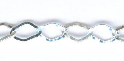 1 Foot 5x3mm Sterling Silver Hammered Flat Diamond Chain