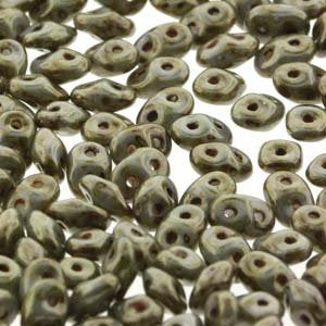 DUO-65435 - 10 Grams Opaque Chalk Lazure Copper 2.5x5mm Superduo Beads