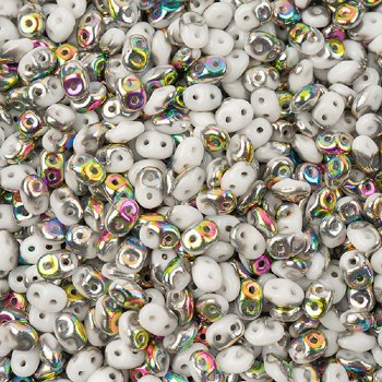 DUO603000- 10 Grams Chalk White Vitrail 2.5x5mm Superduo Beads
