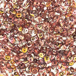 DUO-500030 - 10 Grams Transparent Crystal & Capri Gold 2.5x5mm Superduo Beads