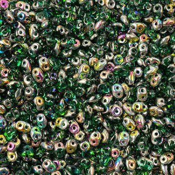 DUO50720 - 10 Grams Emerald Vitrail 2.5x5mm Superduo Beads