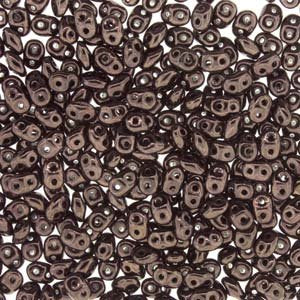 DUO-14435 10 Grams Jet Copper 2.5x5mm Superduo Beads