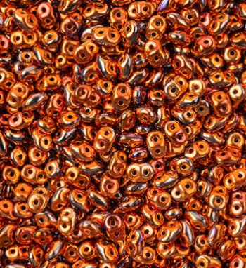 DUO-27133 - 10 Grams Jet & Full Capri Gold 2.5x5mm Superduo Beads