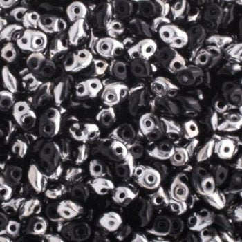 10 Grams Jet Labrador Half Coat 2.5x5mm Superduo Beads