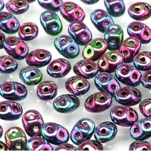 DUO-21495 10 Grams Jet Red Iris 2.5x5mm Superduo Beads