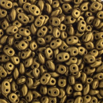 DUO-01720 10 Grams Matte Crystal Bronze / Olive Aztec Gold 2.5x5mm Superduo Beads