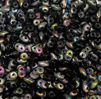 10 Grams Matte Jet Vitrail 2.5x5mm Superduo Beads