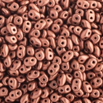DUO-01770 10 Grams Opaque Matte Metallic Copper  2.5x5mm Superduo Beads