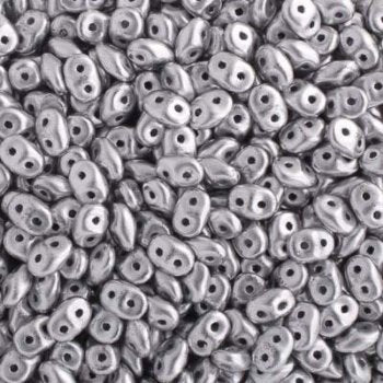 DUO-29405 10 Grams Crystal Matt Silver Aluminum 2.5x5mm Superduo Beads