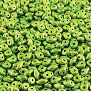 DUO-24205 10 Grams Metalust Apple Green 2.5x5mm Superduo Beads