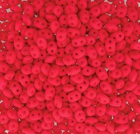 DUO-525144 - 10 Grams Neon Cherry 2.5x5mm Superduo Beads