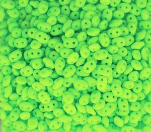DUO-525142 - 10 Grams Neon Lime 2.5x5mm Superduo Beads