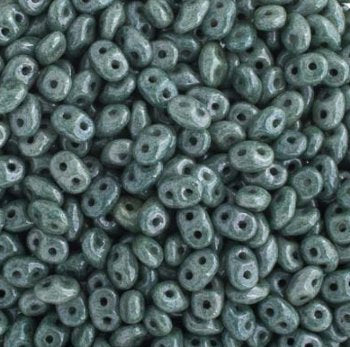 DUO-14459 - 10 Grams Opaque Chalk Green Lustre 2.5x5mm Superduo Beads