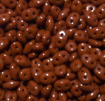 DUO-13600 - 10 Grams Opaque Chocolate Brown 2.5x5mm Superduo Beads
