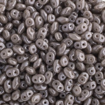 10 Grams Opaque Grey Lustre 2.5x5mm Superduo Beads