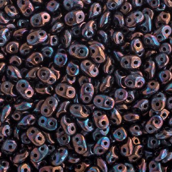 10 Grams Opaque Jet Iris Lustre 2.5x5mm Superduo Beads