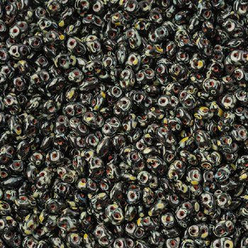 10 Grams Opaque Jet Travertine 2.5x5mm Superduo Beads