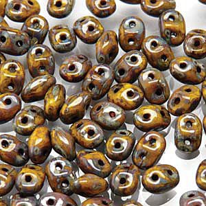 DUO583120 - 10 Grams Opaque Limon Picasso 2.5x5mm Superduo Beads