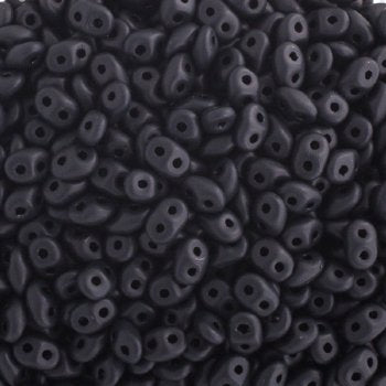 DUO-84110 10 Grams Matte Opaque Jet 2.5x5mm Superduo Beads