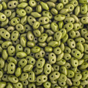 10 Grams Opaque Olivine Gold Lustre 2.5x5mm Superduo Beads