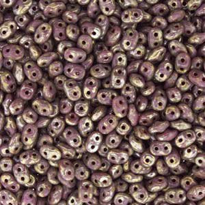 DUO523020 - 10 Grams Opaque Violet Picasso 2.5x5mm Superduo Beads