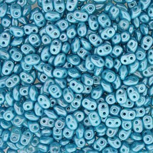 DUO525019 - 10 Grams Pastel Pearl Aqua 2.5x5mm Superduo Beads