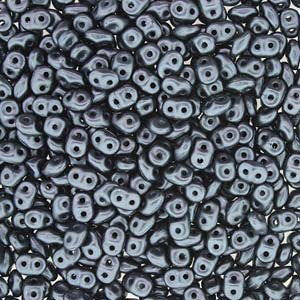 DUO525037 - 10 Grams Pastel Pearl Dark Grey Hematite 2.5x5mm Superduo Beads