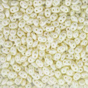DUO525110 - 10 Grams Pastel Pearl Light Cream Off White 2.5x5mm Superduo Beads