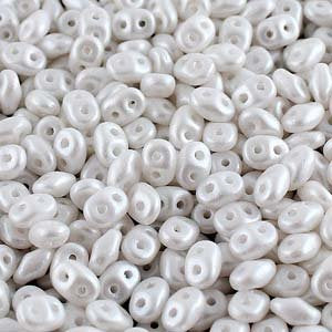 DUO24001 - 10 Grams Pearl Shine White 2.5x5mm Superduo Beads