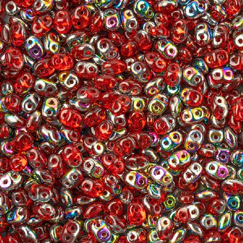DUO90080- 10 Grams Ruby Vitrail 2.5x5mm Superduo Beads