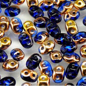 DUO-530060 - 10 Grams Transparent Sapphire & Capri Gold 2.5x5mm Superduo Beads