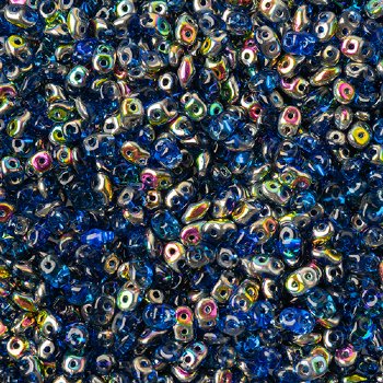 DUO30060- 10 Grams Sapphire Vitrail 2.5x5mm Superduo Beads