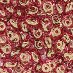 DUO14495 - 10 Grams Transparent Crystal Lustre Red 2.5x5mm Superduo Beads