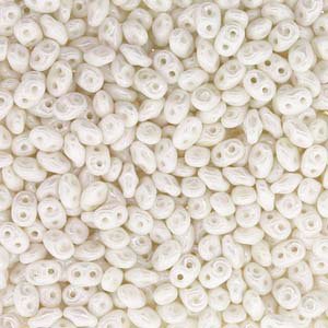 DUO-14400 - 10 Grams Opaque White Lustre 2.5x5mm Superduo Beads