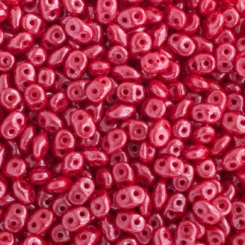 10 Grams Opaque Coral Red Lustre 2.5x5mm Superduo Beads