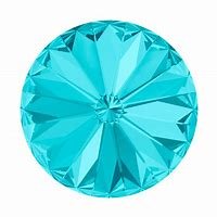 1, 14mm Light Turquoise Silver Foil Back Swarovski Rivoli Stone