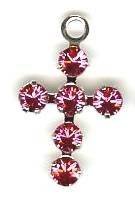 1 14x9mm Rhodium Cross Pendant with Swarovski Rose