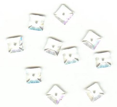 10 6mm Square Crystal Swarovski Sew On