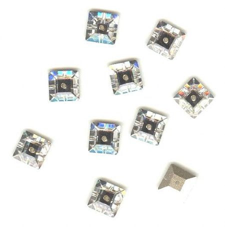 10 6mm Square Crystal Foil Back Swarovski Sew On