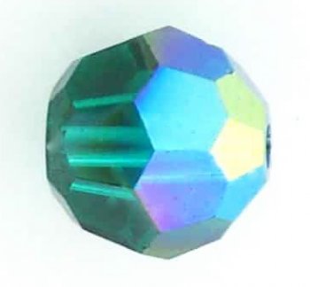 10 4mm Round Swarovski Emerald AB