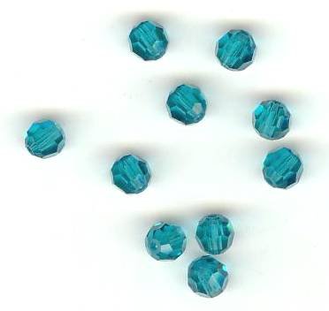 10 4mm Round Swarovski Indicolite