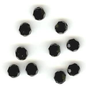 10 4mm Round Swarovski Jet