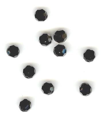 10 4mm Round Swarovski Jet Hematite