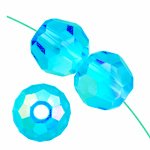 10 6mm Round Swarovski Beads - Blue Zircon AB