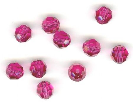 10 6mm Round Swarovski Beads - Fuchsia