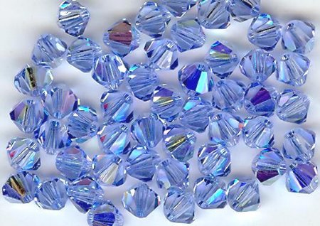 25 Light Sapphire AB 4mm Bicone Swarovski