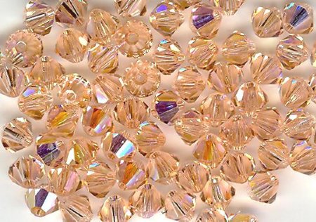 25 Light Peach AB 4mm Bicone Swarovski