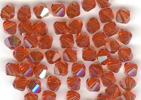 25 Indian Red AB 4mm Bicone Swarovski