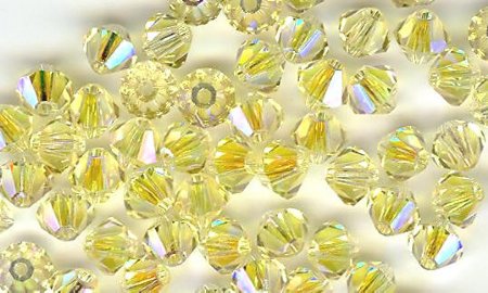 25 4mm Jonquil 2x AB Bicone Swarovski