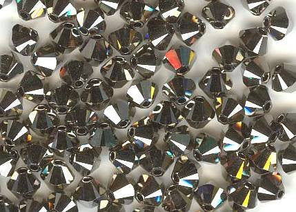 25 4mm Metallic Light Gold 2x Swarovski Bicone Beads